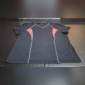 ​Catherines Women's 1X Athletic T-Shirt Black Hot Pink Mesh Trim Short Sleeve